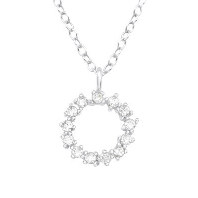 Sterling Silver Circle Sparkle Necklace