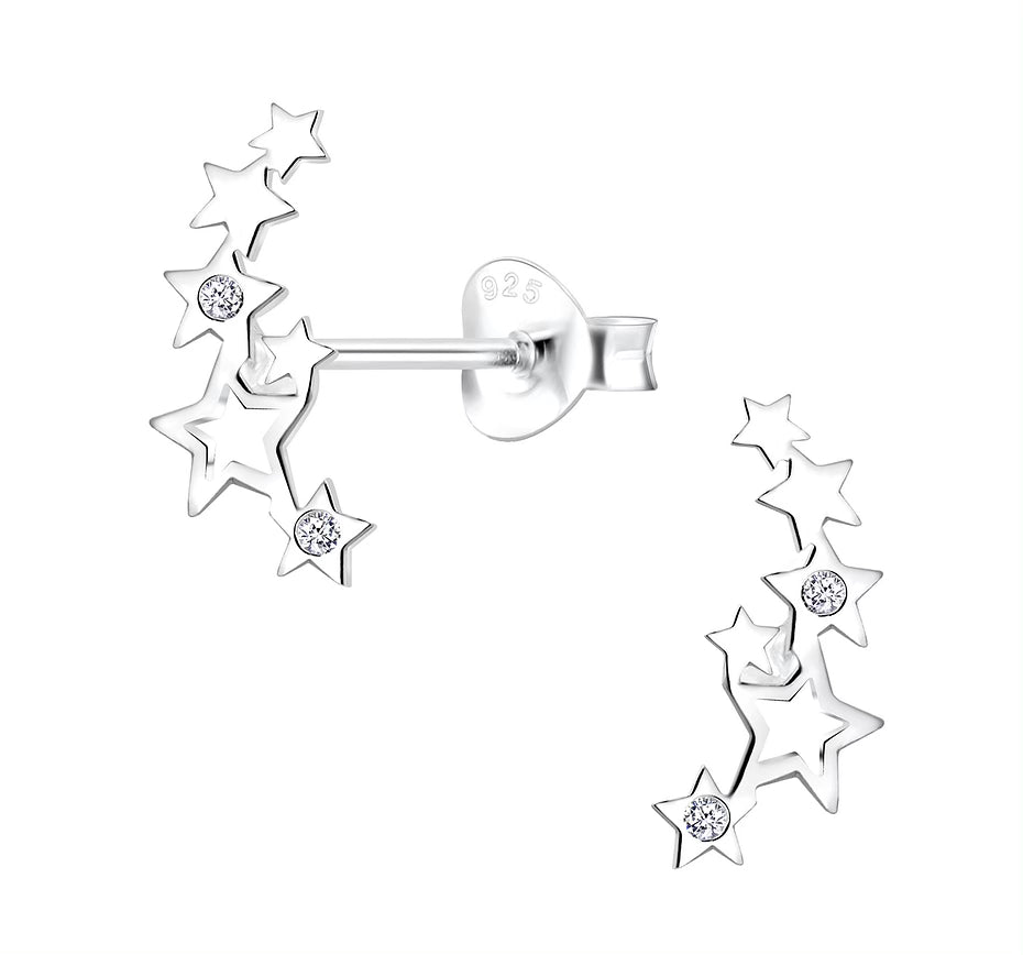 Sterling Silver Multi Star Stud Earrings