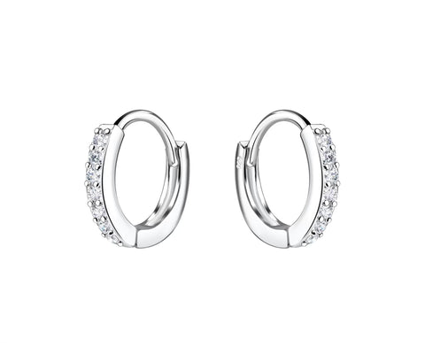 Sterling Silver Cubic Zirconia Mini Huggie Earrings