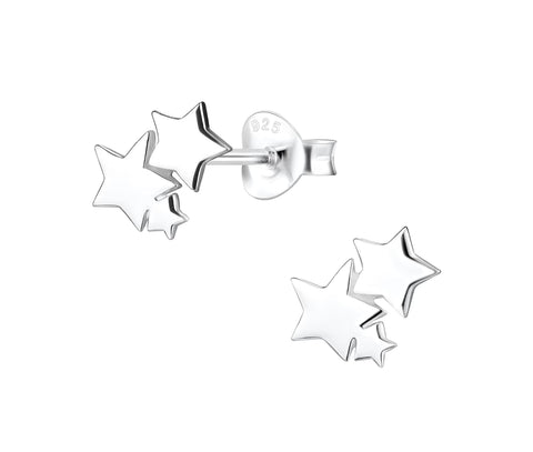 Sterling Silver 3 Star Stud Earrings