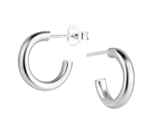 Sterling Silver Chunky Half Hoop Stud Earrings