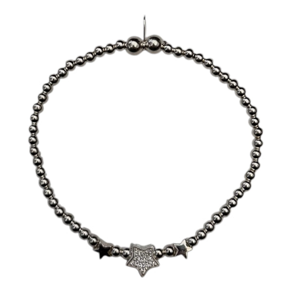 Sterling Silver Triple Star Bead Bracelet