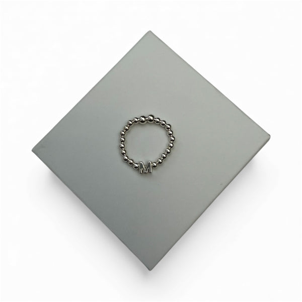 Sterling Silver Initial Bead Ring