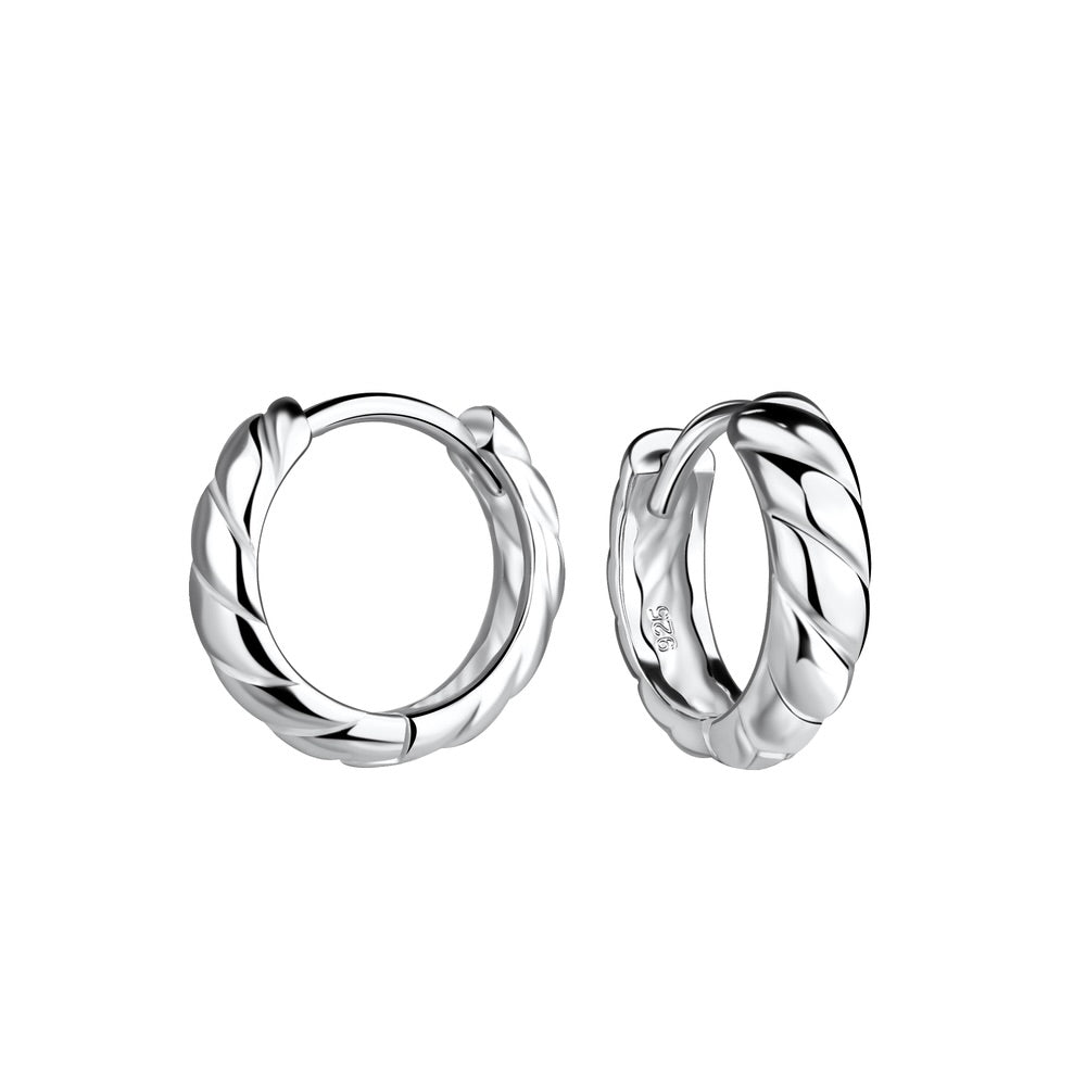 Sterling Silver Twisted Huggie Earrings