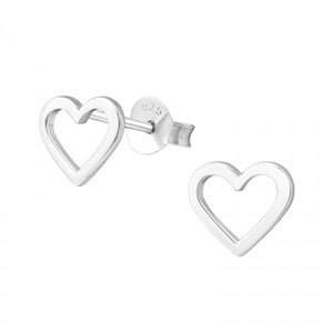 Sterling Silver Open Heart Stud Earrings