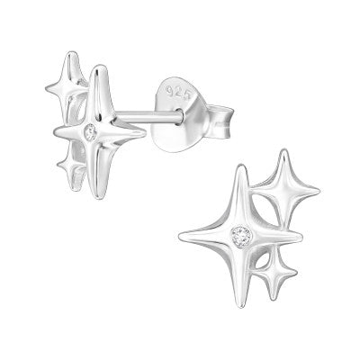 Sterling Silver Starburst Stud Earrings