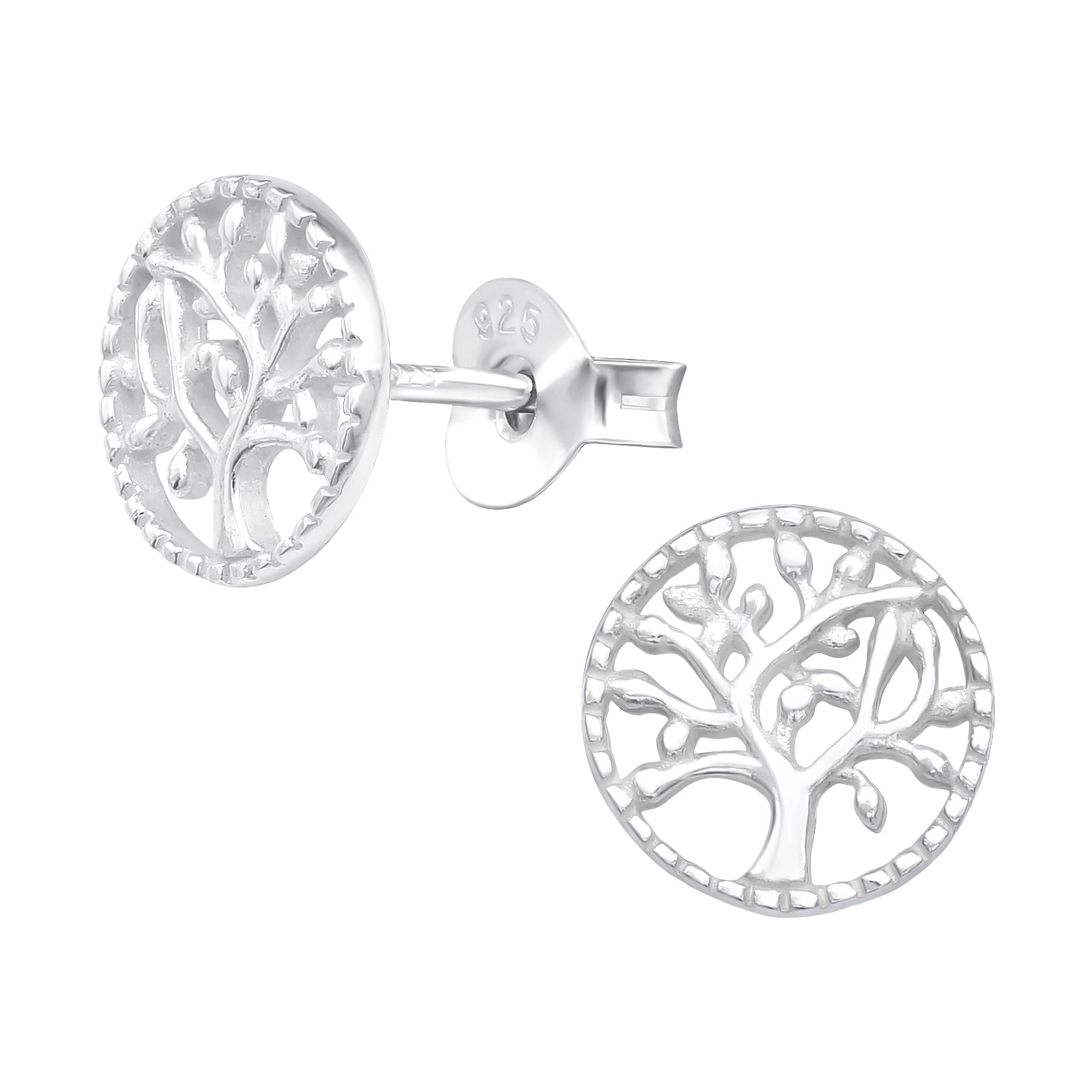 Sterling Silver Tree of Life Stud Earrings