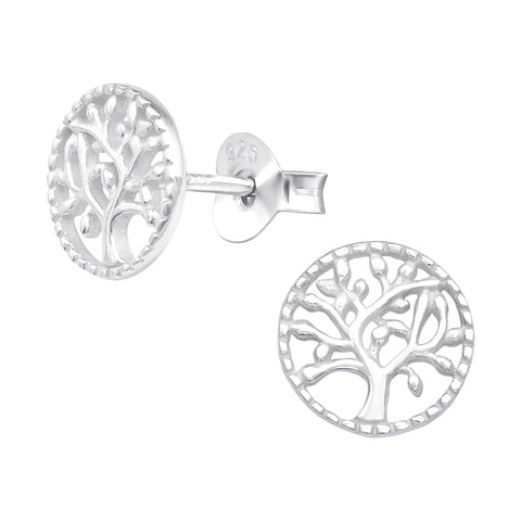 Sterling Silver Tree of Life Stud Earrings