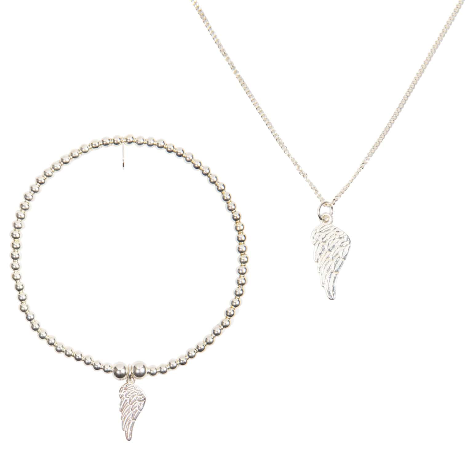 Angel Wing Bracelet & Necklace Set - Sterling Silver Jewellery With Love Beckie