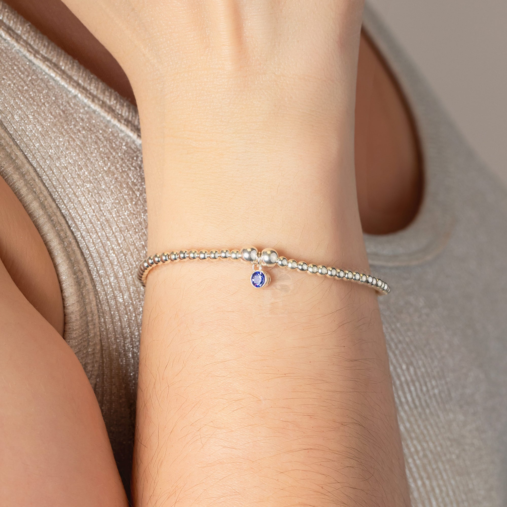 Birthstone Bracelet (Single Month) - Sterling Silver bracelet With Love Beckie