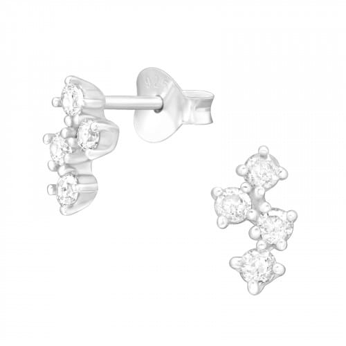 Cluster Cubic Zirconia Stud Earrings - Sterling Silver Earrings With Love Beckie