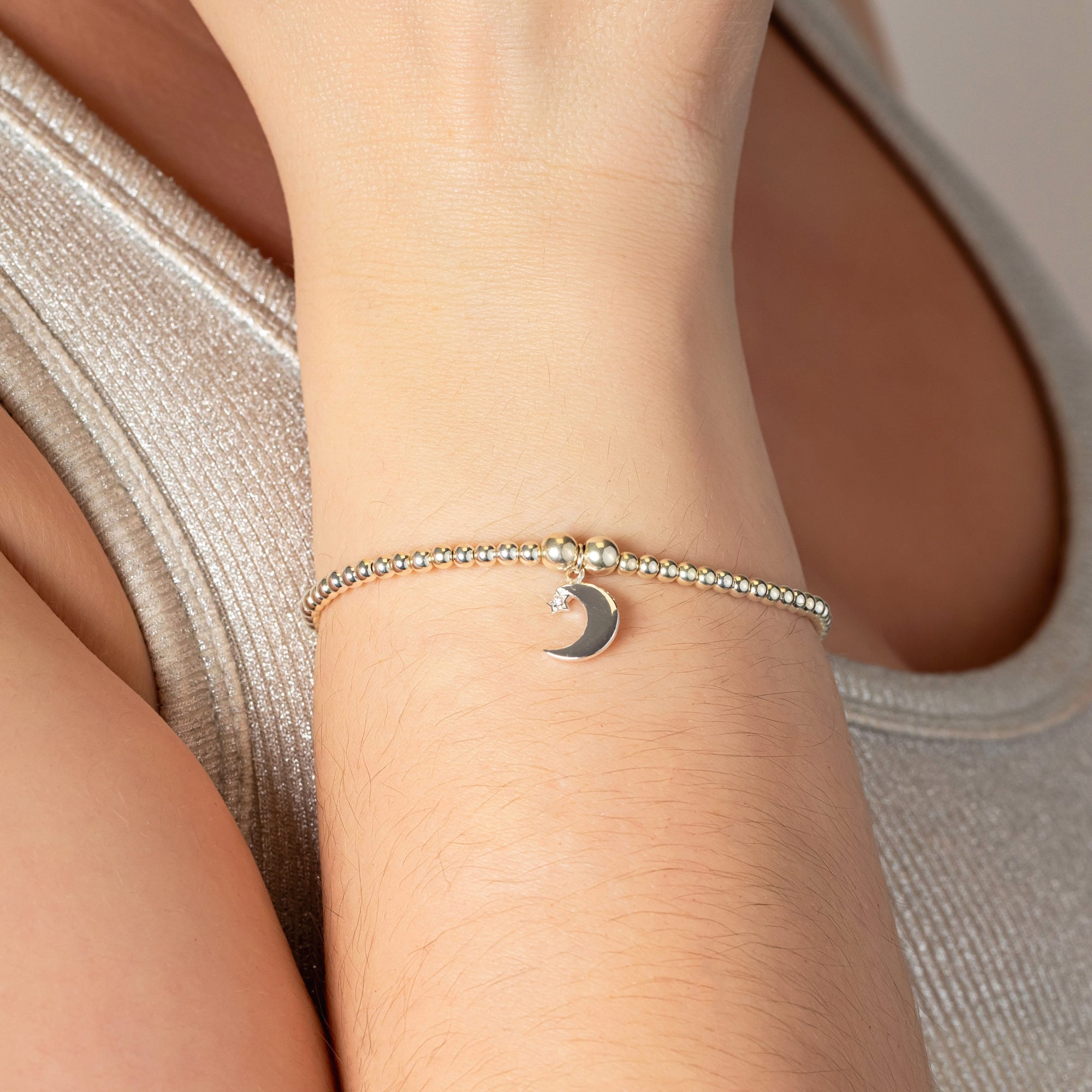 Crescent Moon Bracelet - Sterling Silver bracelet With Love Beckie