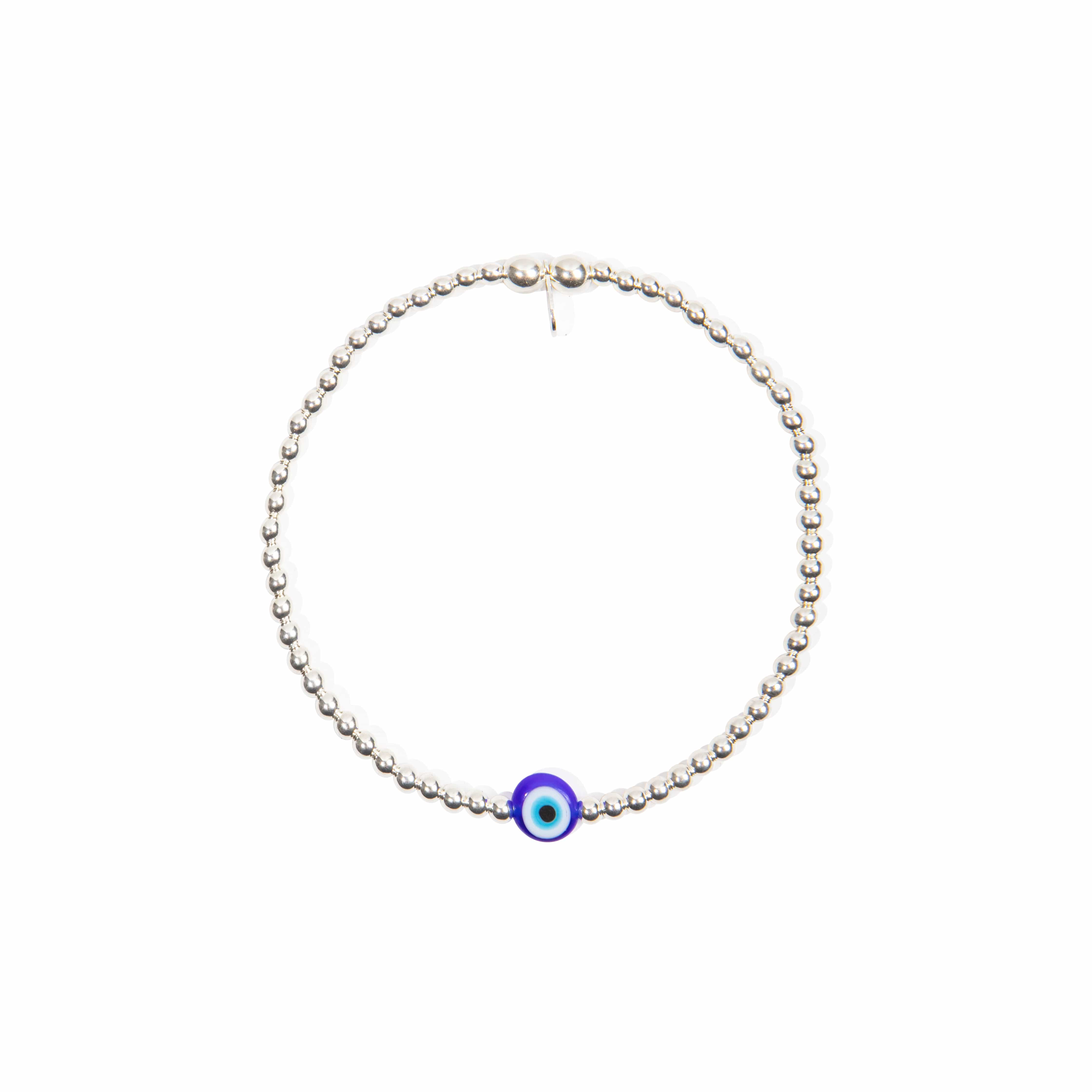 Evil Eye Blue Bead Bracelet - Sterling Silver bracelet With Love Beckie