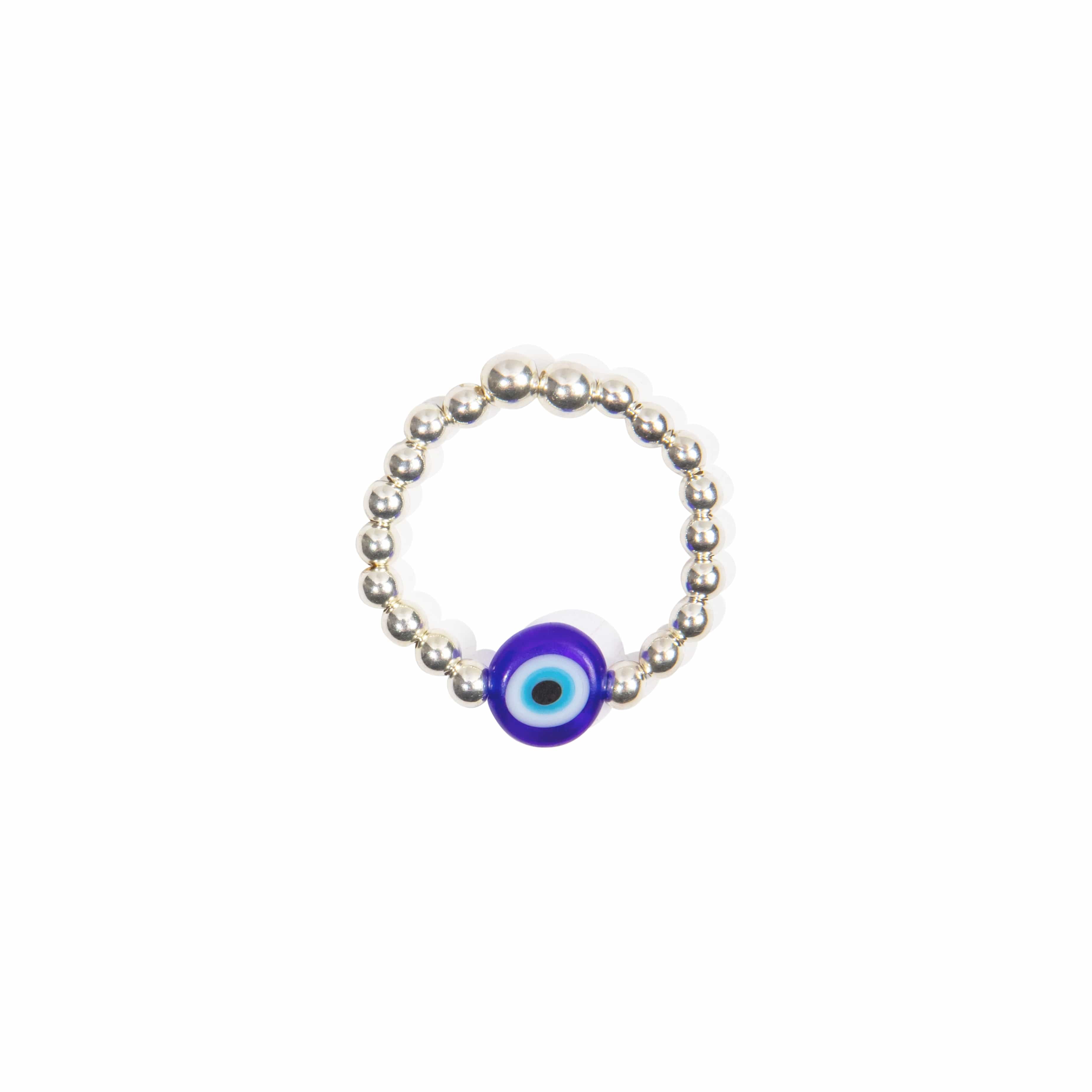 Evil Eye Blue Bead Ring - Sterling Silver Ring With Love Beckie