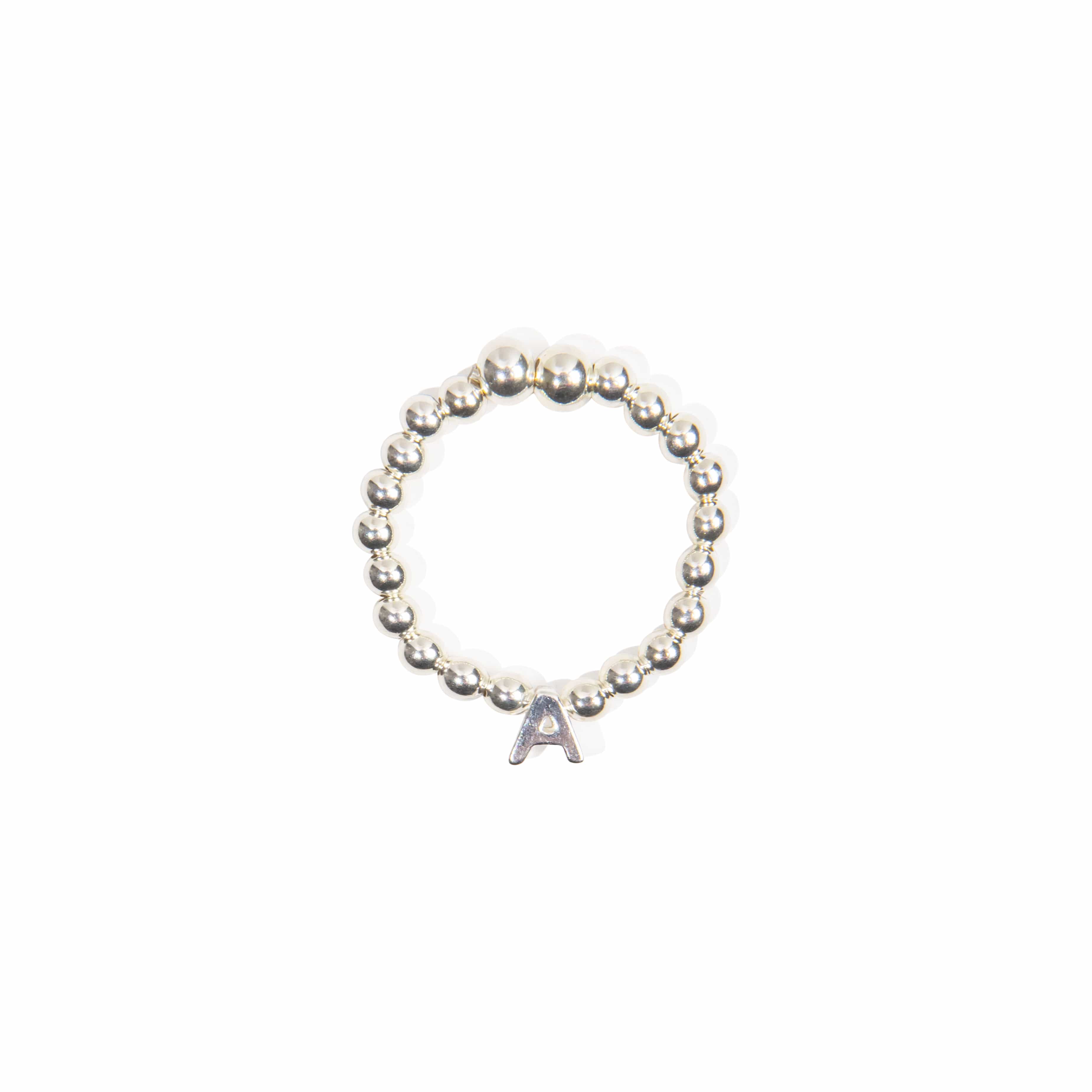 Initial Bead Ring - Sterling Silver Ring With Love Beckie