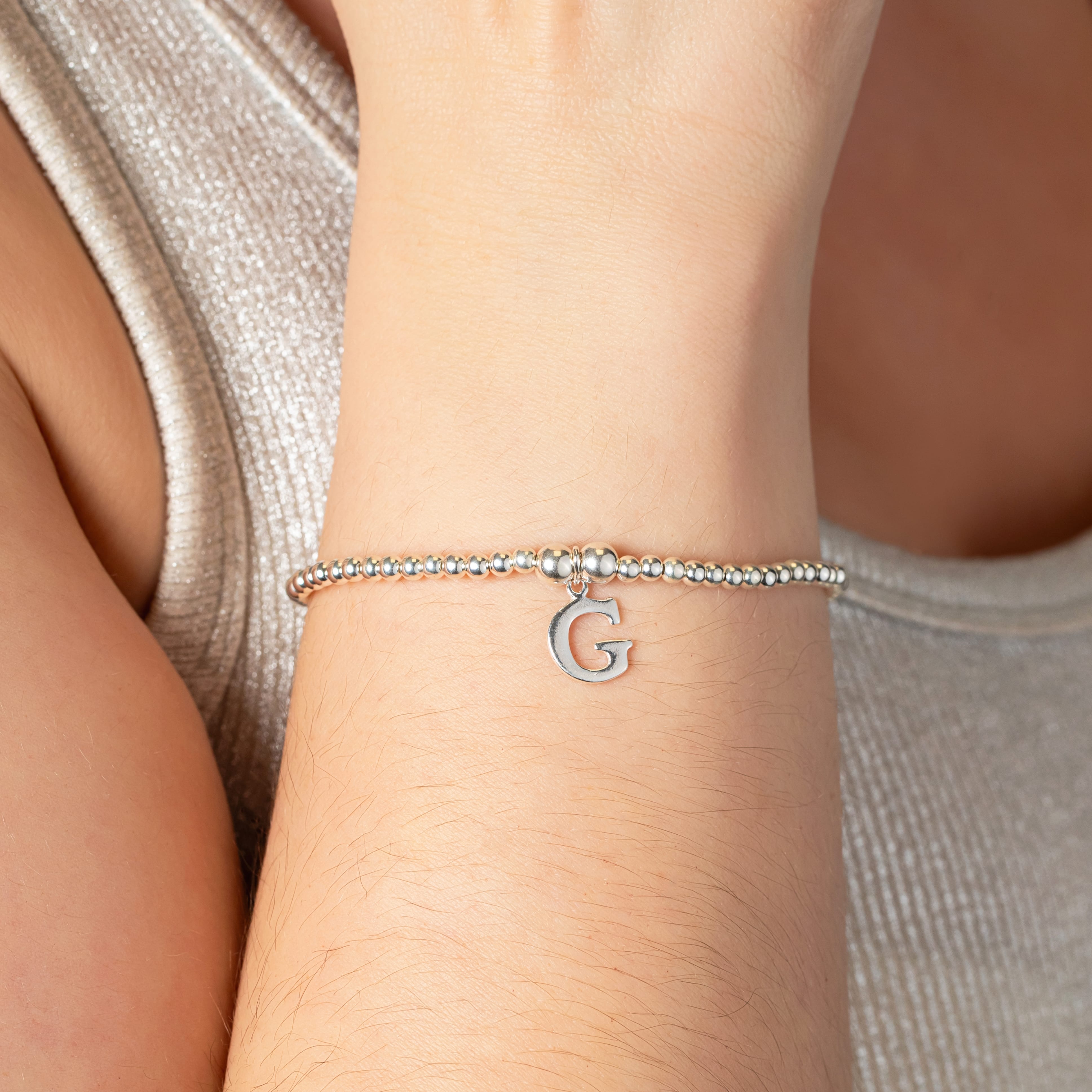 Initial Charm Bracelet - Sterling Silver bracelet With Love Beckie