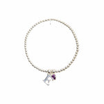 Initial Charm & Heart Birthstone Bracelet - Sterling Silver Necklace With Love Beckie