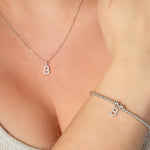 Initial Cubic Zirconia Charm Bracelet - Sterling Silver bracelet With Love Beckie