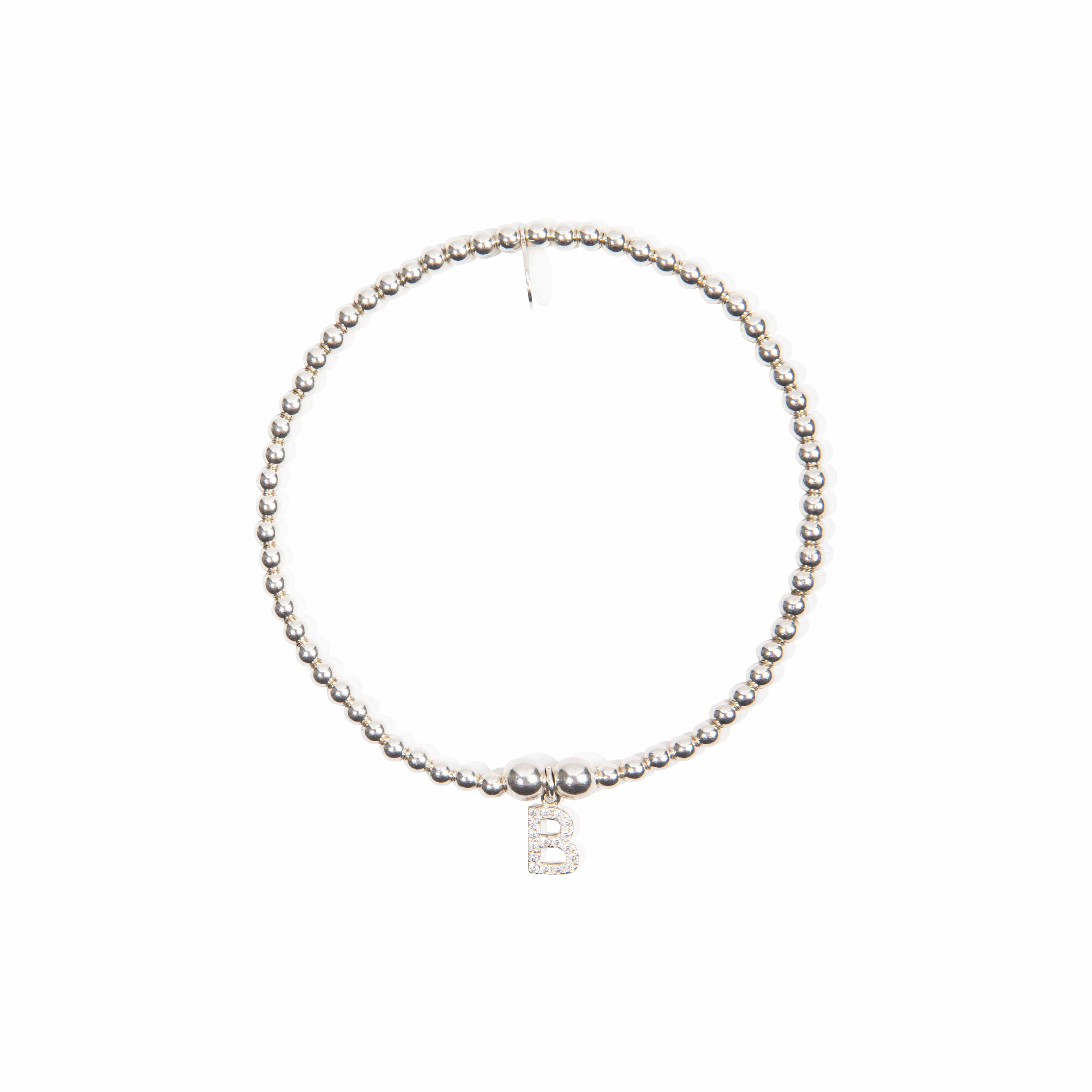 Initial Cubic Zirconia Charm Bracelet - Sterling Silver bracelet With Love Beckie