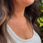 Initial Cubic Zirconia Charm Necklace - Sterling Silver Necklace With Love Beckie