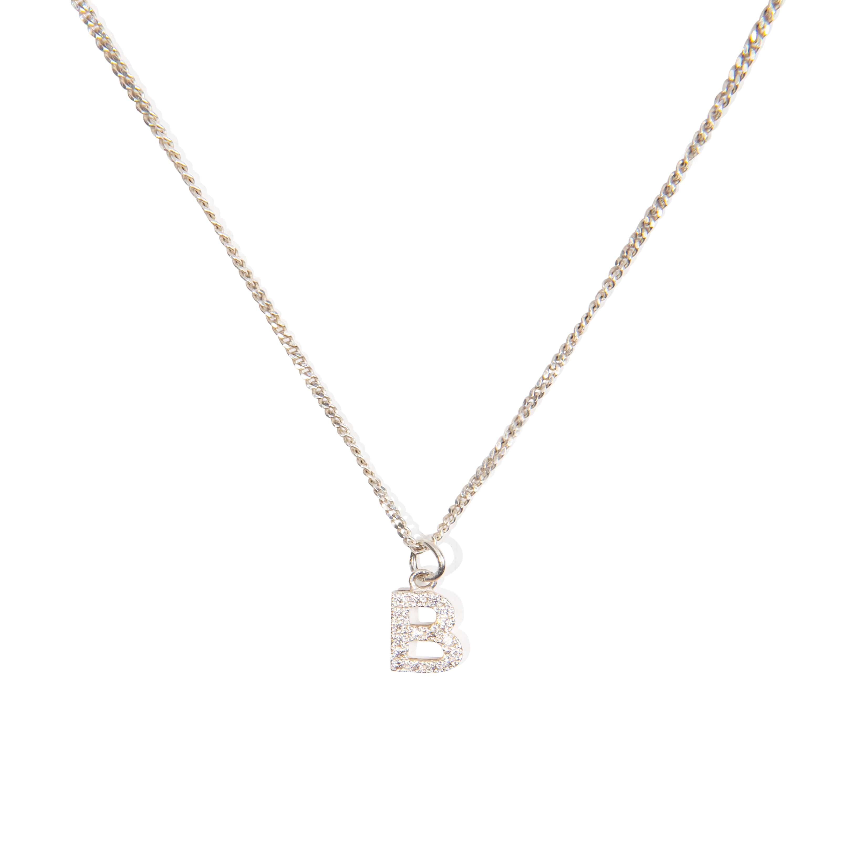 Initial Cubic Zirconia Charm Necklace - Sterling Silver Necklace With Love Beckie