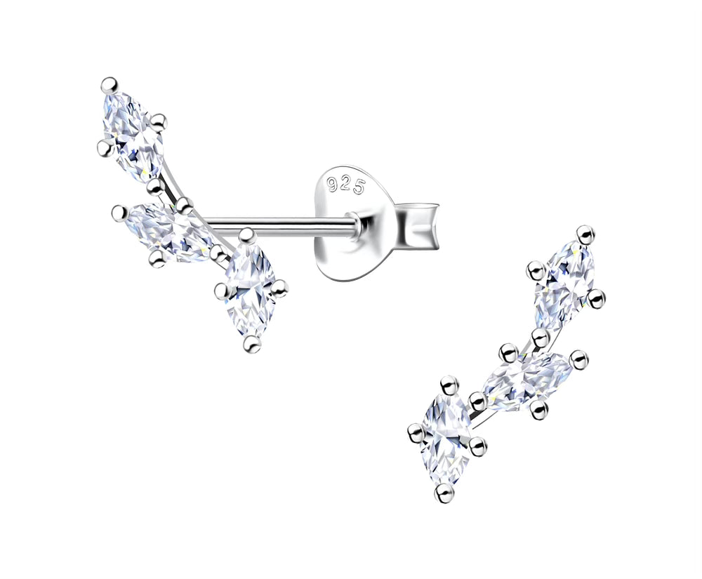 Mini Geometric Cubic Zirconia Stud Earrings - Sterling Silver Earrings With Love Beckie