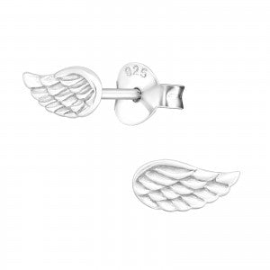 Sterling Silver Angel Wing Stud Earrings