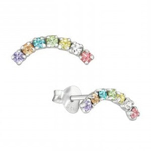 Sterling Silver Rainbow Stud Earrings