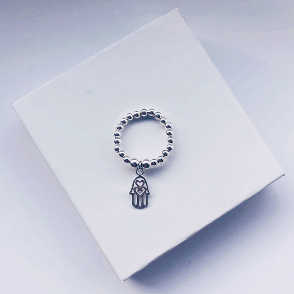 Sterling Silver Hamsa Hand Ring