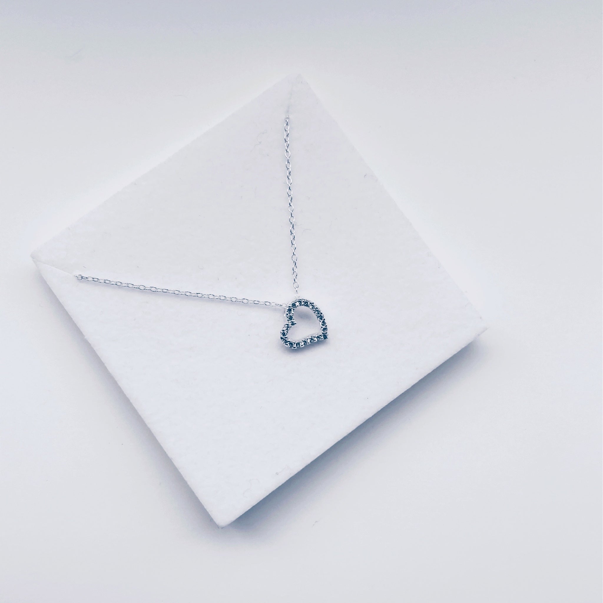 Sterling Silver CZ Love Heart Necklace