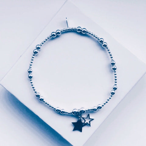Sterling Silver Double Star Bracelet